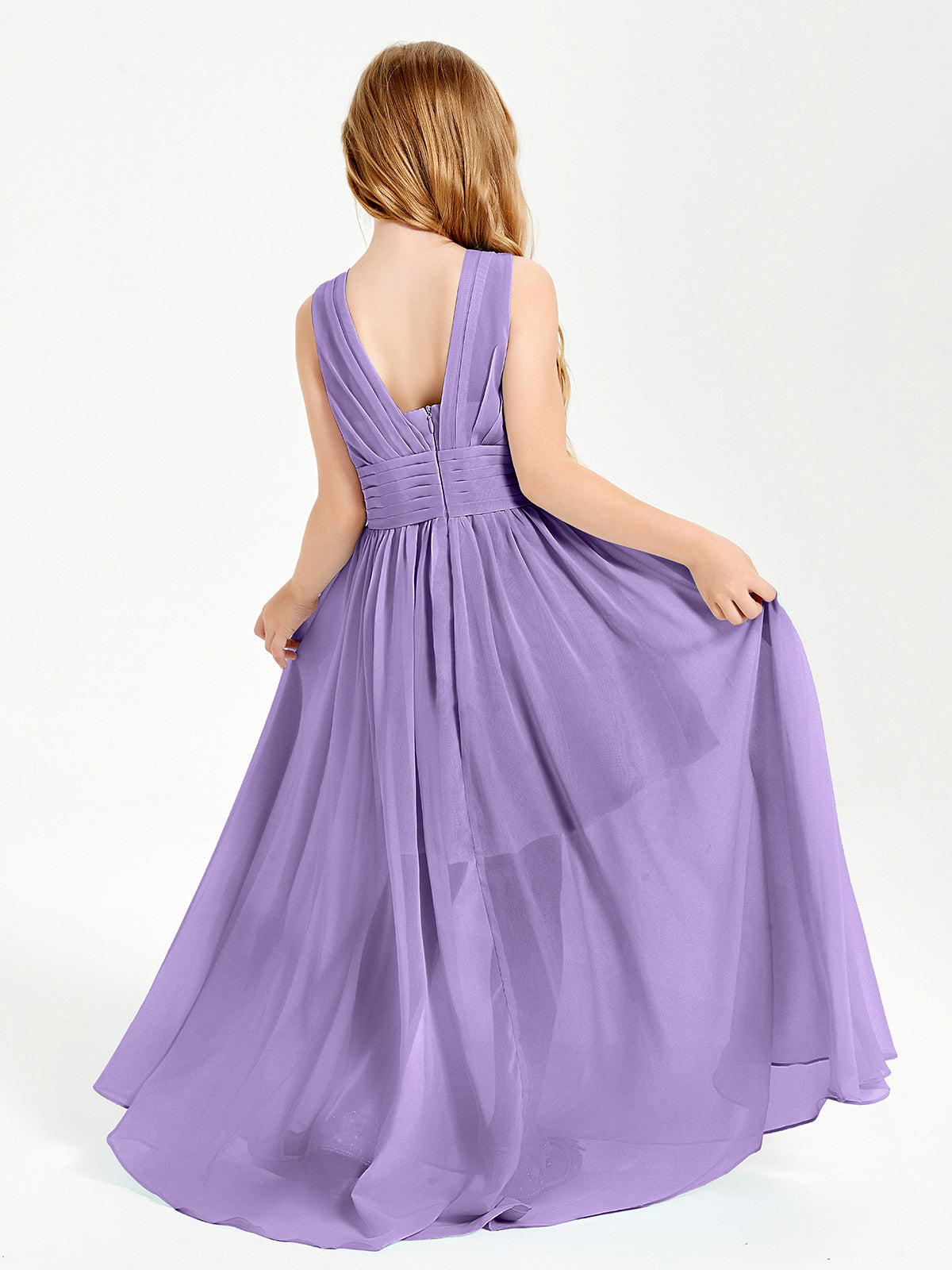 Long V-neck Junior Bridesmaid Dresses Tahiti